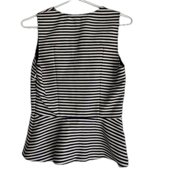 Theory Etia blue and white lined striped sleeveless peplum size small - Picture 4 of 15